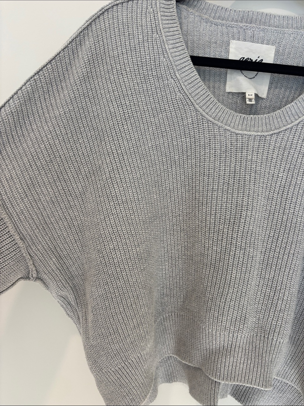 Aerie beyond crop Light Gray Ribbed Scoop-Neck Knit Sweater - Picture 3 of 6